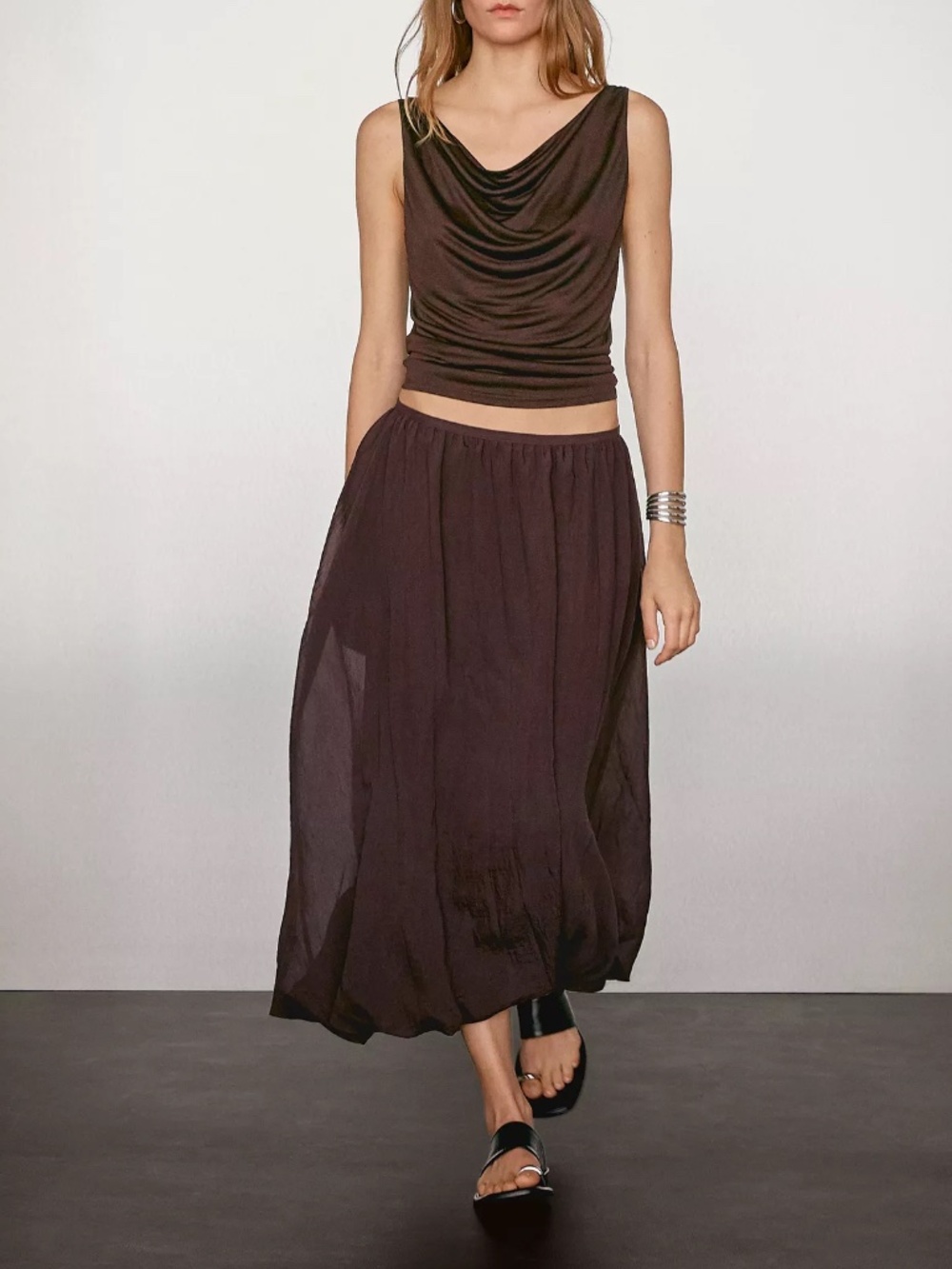 Massimo Dutti NWT | Pleated voluminous midi skirt Size 4